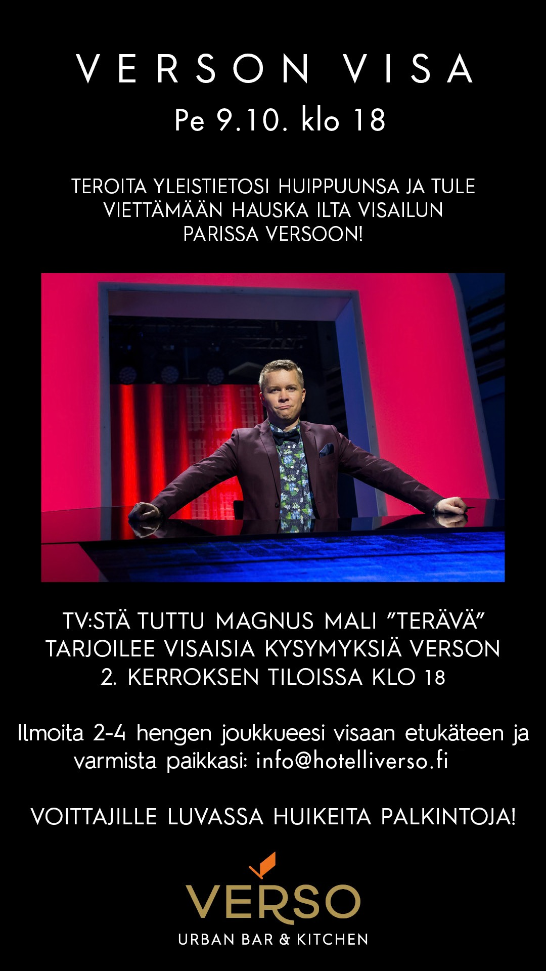 Verson Visa jälleen perjantaina 9.10. klo 18 Magnus Malin johdolla